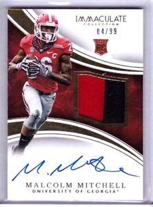 MALCOLM MITCHELL 2016 PANINI IMMACULATE COLLECTION ROOKIE 2CLR PATCH AUTO#4/99! - Picture 1 of 1