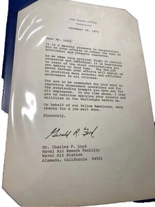 The White House Gerald Ford Signed letter 1975 naval air station Alameda, CA B34 - Picture 1 of 12