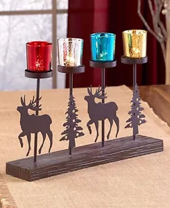 Soporte votivo Northwoods Ciervo Evergreen Tealight Lodge Cabin Woodland - Imagen 1 de 1