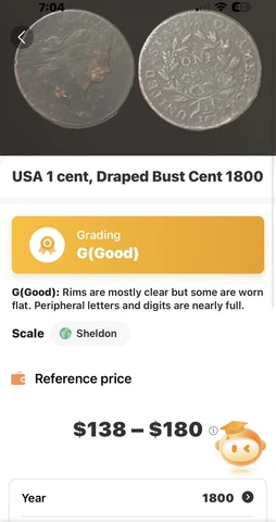 1800 Large Cent, About Good Cover
