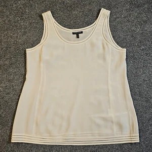 Eileen Fisher Tank Top Womens Medium Petite White Silk Sheer Cami Base Layer - Picture 1 of 9