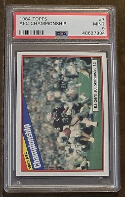1984 Topps Football #7 Marcus Allen AFC Championship card PSA 9 Mint! Raiders! - Image 1 of 2