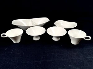 ••Lot of 6 Vintage Ben Seibel Impromptu Iroquois China White Bowls & Cups MCM - Picture 1 of 14