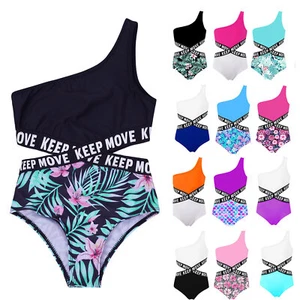 Girls Swimsuit Beachwear One-Piece Rash Guard Bodysuit Swimming Surfing Water - Picture 1 of 99