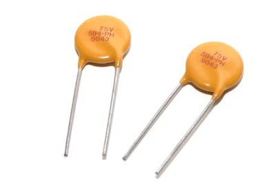 2x VDR Metal Oxid Varistor von Philips Typ 594-PH, 75 VDC / Ø11 mm, radial, NOS - Image 1 of 2