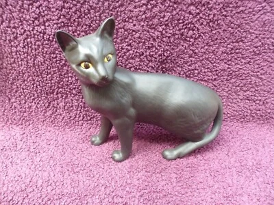 Rare Vintage Beswick Siamese Cat Standing, Black Matt, Model no. 1897, excellent - Image 1 of 4
