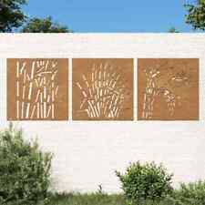Wall Art 3 Pcs Patio Metal Wall Decoration Corten Steel Grass Design vidaXL vida