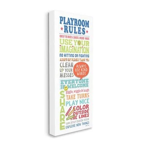 Stupell Industries Playroom Rules Typography White Blue Green and Red, Design... - Picture 1 of 5