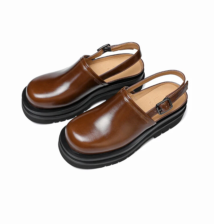 Nuevas Sandalias de Cuero Real Para Hombres Verano Hebilla Antideslizante Cuero de Vaca Marrón Zapatos Foto 1 de 4