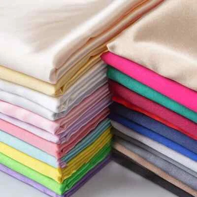 Plain Soft Satin Silk Fabric Clothes Blouse Sewing Evening Dress Craft Materials - Image 1 of 4
