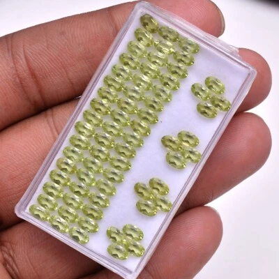 68 Stück VVS Natürlich Peridot 5mm 3mm Oval Facettiert Schliff Unbehandelt Lose - Bild 1 von 4