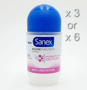 SANEX BIOME PROTECT DERMO ANTI-IRRITATION ROLL ON DEODORANT 50ML 3 OR 6 PACK - Picture 1 of 4