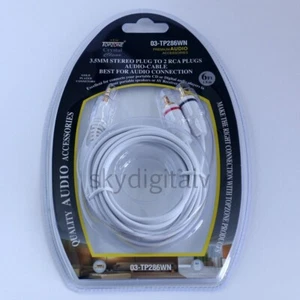 3.5mm Stereo Plug to 2 RCA Male Premium Audio AUX Y Cable 4 MP3 Media Player 6' - Picture 1 of 2