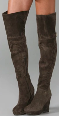 JUICY COUTURE Peyton Botas Plataforma Sobre la Rodilla Gamuza Taupe HECHAS EN ITALIA Talla 10 Foto 1 de 4