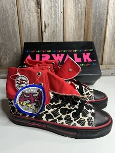 De colección Nuevo en caja Nuevo de lote antiguo 1987 Airwalk Top Alto Lona Rojo Tenis Talla 5 1/2 Patineta - Imagen 1 de 7
