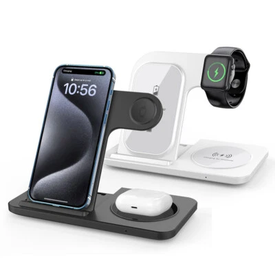 US 3in1 Foldable Fast Wireless Charger Stand For Apple Watch Ultra3 iPhone 17 16 - Image 1 of 4