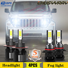 For Jeep Liberty 2008-2012 S2 LED Headlight Hi/Lo + Fog Light 4 Bulbs Combo kit