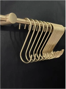 Solid Copper Brass S Hooks - 20 Pack, Pan Pot Holder Rack Hangers Round-End S Sh - Picture 1 of 12