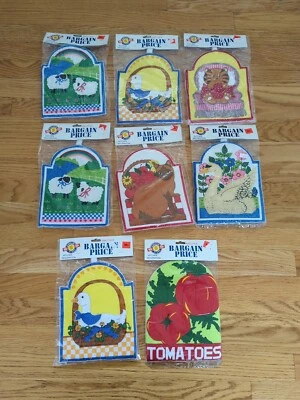 Vintage 80s 90s Set Of 8  Decorative Kitchen Pot Holder Geese Sheep Cat Swan  - Image 1 of 4