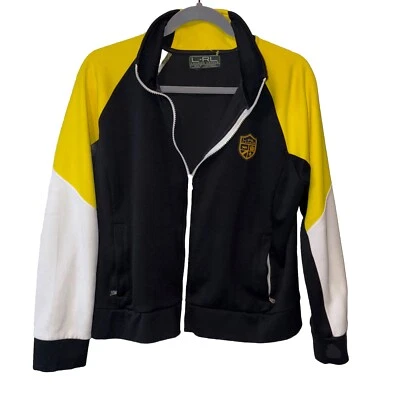 Chaqueta deportiva vintage Polo Ralph Lauren cremallera completa negra amarilla escudo logotipo talla M Foto 1 de 4