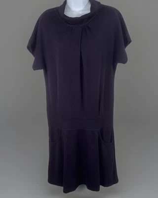 Tulip Brand Purple Midi Cotton Cinch Waist Cowl Neck Career Shirt Dress Sz M - Image 1 of 4