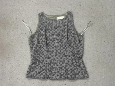 Top Vie By Victoria Royal para mujer 10P gris con cuentas sin mangas noche formal Y2K Foto 1 de 4