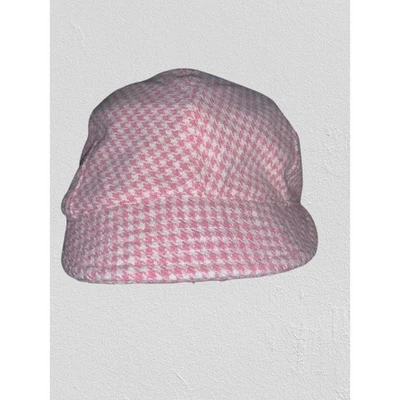 Gorra de noticiero rosa blanco pata de gallo informal mezcla de algodón Foto 1 de 4
