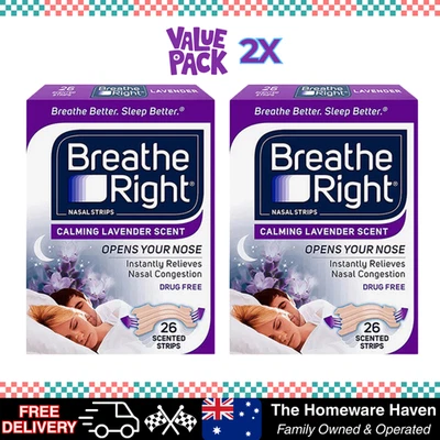 Breathe Right Calming Lavender Nasal Strips 52 Pack Nasal Congestion Relief - image 1 of 4