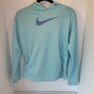 Nike Girls Therma-FIT Training Hoodie Size XL, Aqua, Pullover Lightweight - Image 1 of 4