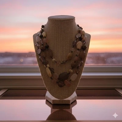 Premier Designs светло-розовый и фиолетовый драгоценных камней 3 слоя ожерелье различных размеров/формы - Изображение 1 из 4