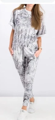 Adidas Snow Camo Floral Drawstring Waist Jumpsuit Women’s Size M - Image 1 of 4