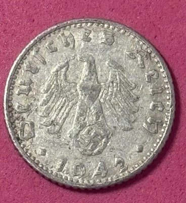 🧭 🇩🇪 GERMANY THIRD REICH 50 REICHSPFENNIG 1942 E SCARCE - 3,810,000 Minted - Image 1 of 4