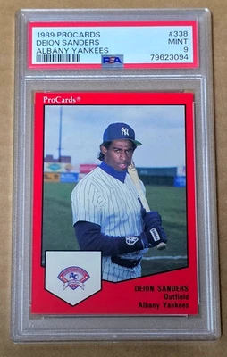1989 ProCards Albany Yankees #338 Deion Sanders Rookie PSA 9 - Image 1 of 2