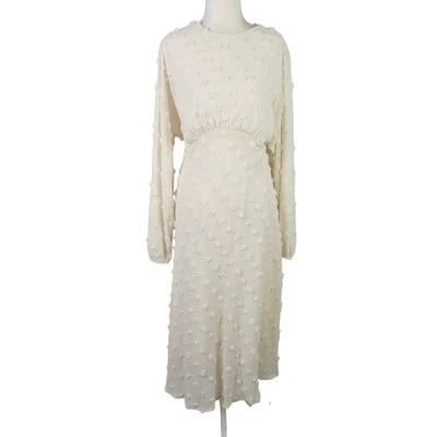 Chic Wish Cream Textured Dot Long Sleeve Midi Dress M - Image 1 of 4