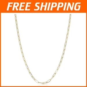 Stylish 10k Gold Paperclip Chain Necklace for Women - Multiple Lengths Available - Picture 1 of 8