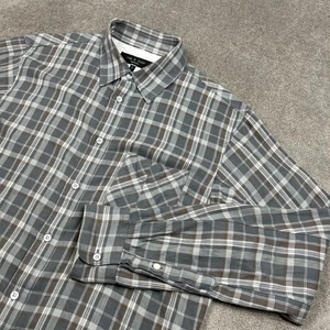 Rag & Bone Hemd Herren mittelgrau kariert leicht Flanell Langarm Tasche - Bild 1 von 10