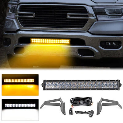 for Ram 1500 2019-2024 Amber/White Strobe 22'' LED Light Bar Bumper Mounting Kit - Image 1 of 4