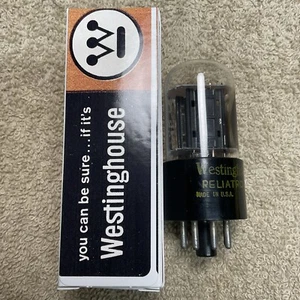 WESTINGHOUSE 6SN7GTA AUDIO VACUUM TUBE TESTED VINTAGE BLACK PLATES A910.C - Picture 1 of 3