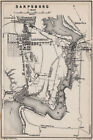 Sarpsborg Antique Town City Byplan. Norway Kart. Baedeker 1885 Old Map