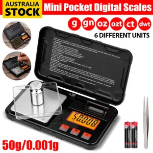 Mini Pocket Scales Digital Weighing 50g 0.001g Gold Jewellery Powder Spices Tool - Picture 1 of 12