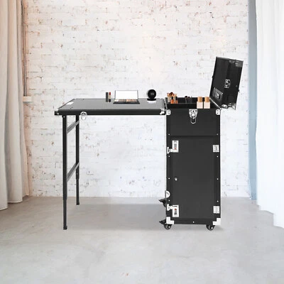 Nail Desk Mobile Station Rolling Makeup Train Case Manicure Table with Speaker - Image 1 of 4