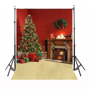 5x 7Ft Christmas Tree fireplace Art Backdrop Photography Photo Studio Background - Picture 1 of 7