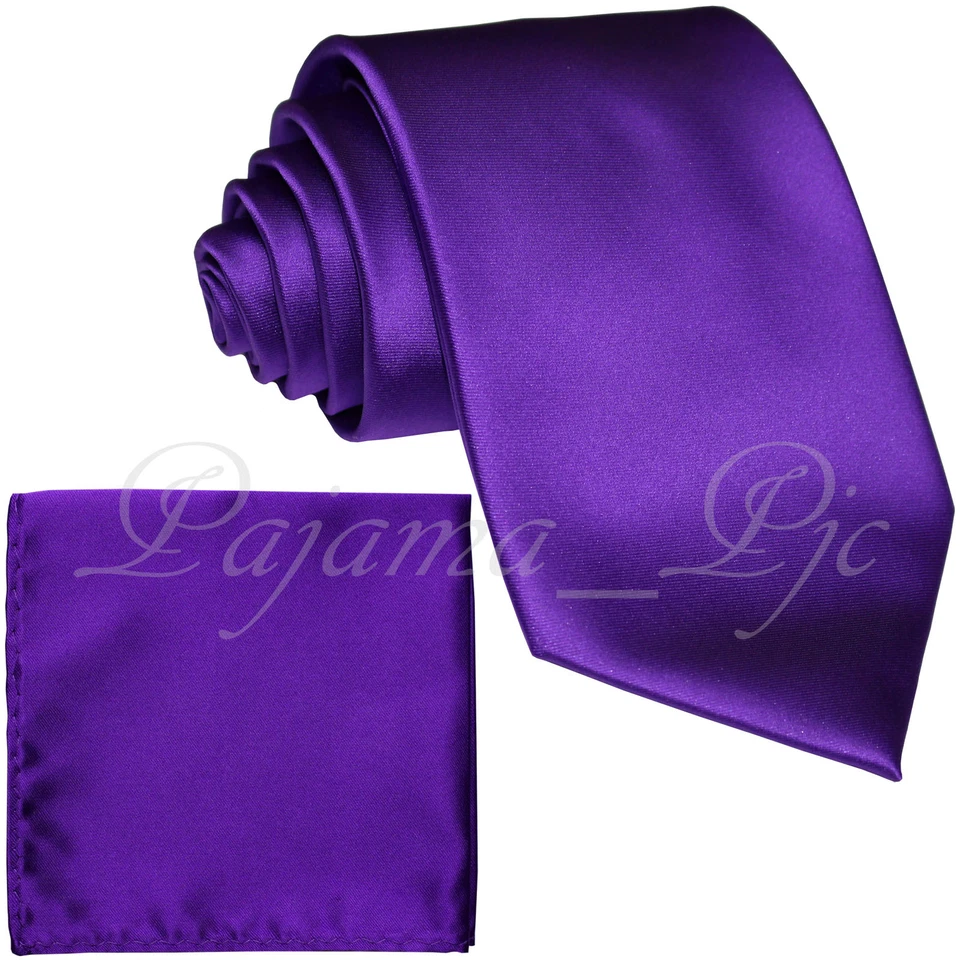 Nuevo Microfibra Satén Sólido Cuello Corbata y Bolsillo Cuadrado Pañuelo Conjunto Boda Baile de graduación Foto 1 de 1