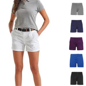 Womens Chino Shorts Ladies Plain Cotton Summer Holiday Shorts Casual Beach Pants - Picture 1 of 14
