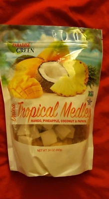 DRIED TROPICAL MEDLEY  MANGO, PINEAPPLE,COCONUT & PAPAYA /24 OZ - Image 1 of 4