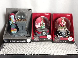 New 1993 Lot Of 3 Nightmare Before Christmas Musical Snowglobes Sally Light Up - Picture 1 of 12