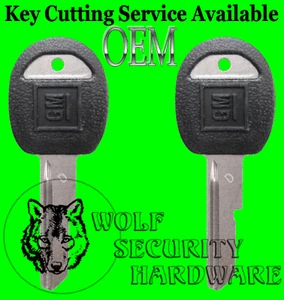 Lot of 2 GM Logo OEM Door Trunk "D" Key Blank Black Plastic Head Uncut 593719 - Foto 1 di 2