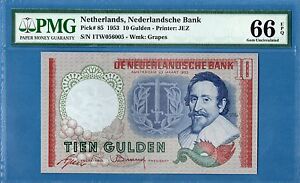 Netherlands 10 Gulden, 1953, Gem UNC-PMG66EPQ, P85