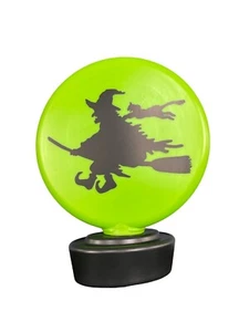 Halloween Blow Mold Vintage Style Flying Witch With Cat Table Version 19” Green - Picture 1 of 4