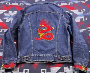 Vtg 70s 80s Levi's Type 3 Dark Jean Jacket USA Made 70505 0217 Size 42 Dragon - Picture 1 of 13